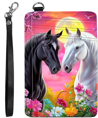 BVCLKJPOI RFID Blocking Wallet Women Slim Credit Card Holder with ID Window, Cute Small Front Pocket Card Wallet, Minimalist PU Leather Card Case for Travel Shopping Office Use, A5, Schwarz-weißes von BVCLKJPOI