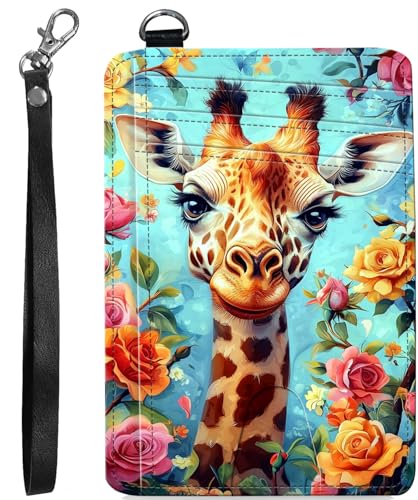 BVCLKJPOI RFID Blocking Wallet Women Slim Credit Card Holder with ID Window, Cute Small Front Pocket Card Wallet, Minimalist PU Leather Card Case for Travel Shopping Office Use, A6, Giraffe von BVCLKJPOI