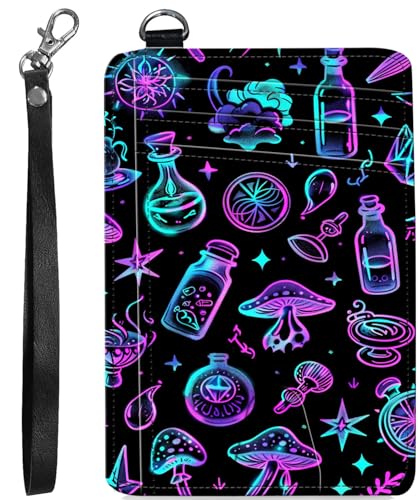 BVCLKJPOI RFID Blocking Wallet Women Slim Credit Card Holder with ID Window, Cute Small Front Pocket Card Wallet, Minimalist PU Leather Card Case for Travel Shopping Office Use, A6, Gothic-Hexe von BVCLKJPOI