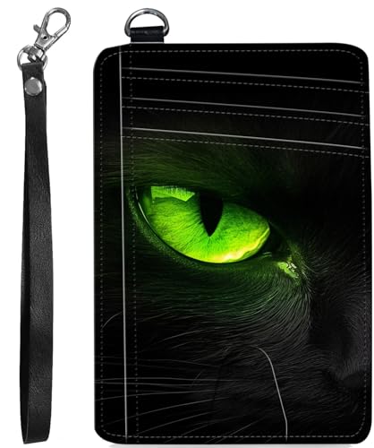 BVCLKJPOI RFID Blocking Wallet Women Slim Credit Card Holder with ID Window, Cute Small Front Pocket Card Wallet, Minimalist PU Leather Card Case for Travel Shopping Office Use, A6, Grüne Augen von BVCLKJPOI