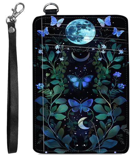 BVCLKJPOI RFID Blocking Wallet Women Slim Credit Card Holder with ID Window, Cute Small Front Pocket Card Wallet, Minimalist PU Leather Card Case for Travel Shopping Office Use, A6, Moon Butterfly 1 von BVCLKJPOI