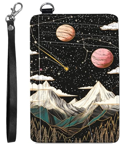 BVCLKJPOI RFID Blocking Wallet Women Slim Credit Card Holder with ID Window, Cute Small Front Pocket Card Wallet, Minimalist PU Leather Card Case for Travel Shopping Office Use, A6, Mountain Range 1 von BVCLKJPOI