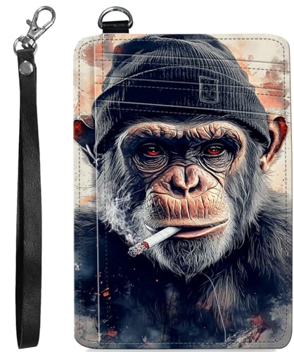 BVCLKJPOI RFID Blocking Wallet Women Slim Credit Card Holder with ID Window, Cute Small Front Pocket Card Wallet, Minimalist PU Leather Card Case for Travel Shopping Office Use, A6, Orang-Utan von BVCLKJPOI