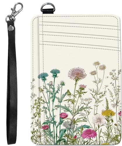 BVCLKJPOI RFID Blocking Wallet Women Slim Credit Card Holder with ID Window, Cute Small Front Pocket Card Wallet, Minimalist PU Leather Card Case for Travel Shopping Office Use, A6, Wilde Blumen von BVCLKJPOI