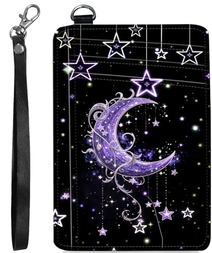 BVCLKJPOI RFID Blocking Wallet Women Slim Credit Card Holder with ID Window, Cute Small Front Pocket Card Wallet, Minimalist PU Leather Card Case for Travel Shopping Office Use, A7, Mond von BVCLKJPOI