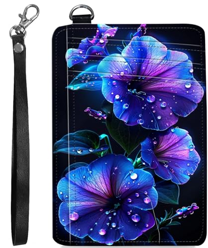 BVCLKJPOI RFID Blocking Wallet Women Slim Credit Card Holder with ID Window, Cute Small Front Pocket Card Wallet, Minimalist PU Leather Card Case for Travel Shopping Office Use, A7, Morning Flower von BVCLKJPOI
