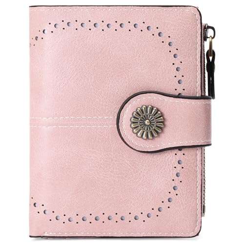 BVEOGMRO Kleine Geldbörse für Damen, Kreditkartenetui, RFID-blockierend, mit Reißverschlussfach, Pink von BVEOGMRO