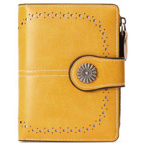 BVEOGMRO Kleine Geldbörse für Damen, Kreditkartenetui, RFID-blockierend, mit Reißverschlussfach, gelb von BVEOGMRO