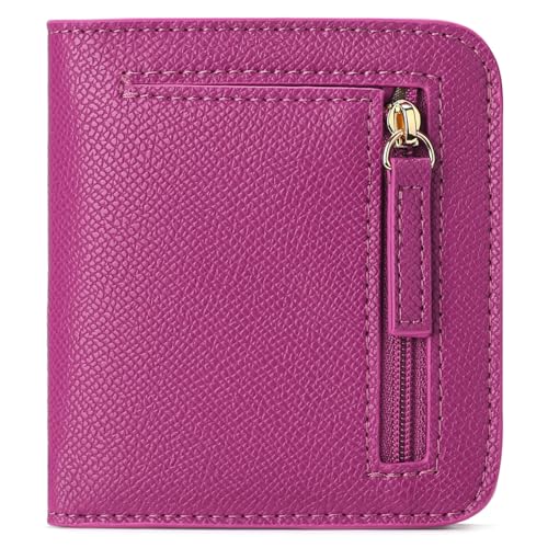 BVEOGMRO Kleine Geldbörse für Damen, RFID-blockierend, schmal, Kreditkartenhalter, Bifold Damen-Mini-Geldbörse, Rot/Ausflug, einfarbig (Getaway Solids) von BVEOGMRO