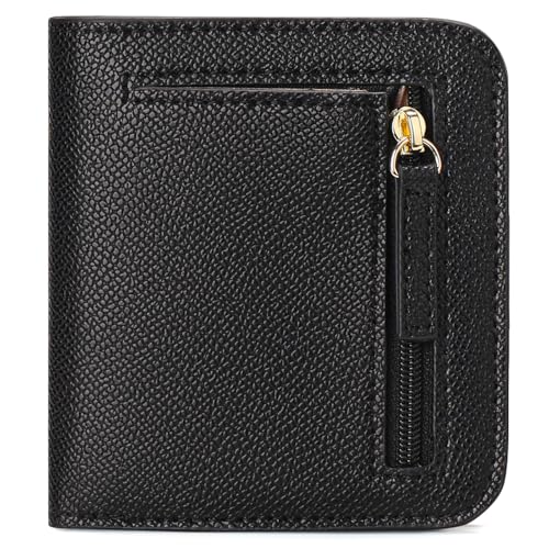BVEOGMRO Kleine Geldbörse für Damen, RFID-blockierend, schmal, Kreditkartenhalter, Bifold Damen-Mini-Geldbörse, Schwarz von BVEOGMRO