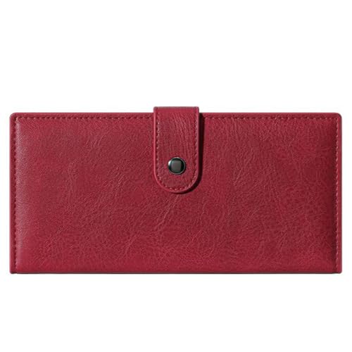BVEOGMRO Damen-Geldbörse, Leder, RFID-blockierend, Bifold Clutch, großes Fassungsvermögen, Kreditkartenetui mit Münzreißverschluss, C03 Rot, 7.56" x 3.66" x 0.7" in, Classic von BVEOGMRO
