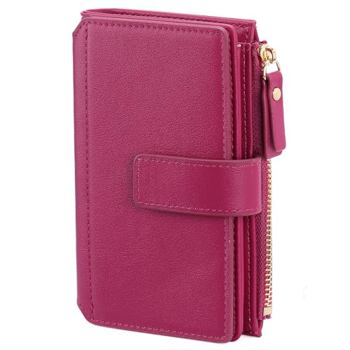 GOIACII Damen Geldbörse Damen Reisekartengeldbörse Trifold Veagan Leder, Rosenrot von BVEOGMRO