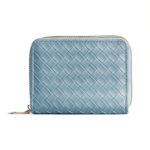 GOIACII Geldbörse Damen Kartenetuis Dubble Zip Around Vegan Leder Klein, Hell, blau von BVEOGMRO