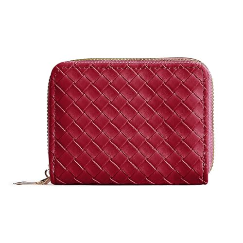 GOIACII Geldbörse Damen Kartenetuis Dubble Zip Around Vegan Leder Klein, Weinrot von BVEOGMRO