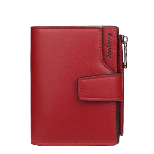 GOIACII Kleine Damengeldbörse mit Münzfach mit Reißverschluss, Weinrot von BVEOGMRO