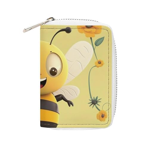 BVKWNTSA Modischer Kartenhalter aus Leder mit Aufschrift "Happy Bee", großes Fassungsvermögen, klein und praktisch, einfach in Taschen, Handgepäcktaschen, Rucksäcke usw. zu verstauen. Erfüllen Sie BVKWNTSA Modischer Kartenhalter aus Leder mit Aufschrift "Happy Bee", großes Fassungsvermögen, klein und praktisch, einfach in Taschen, Handgepäcktaschen, Rucksäcke usw. zu verstauen. Erfüllen Sie von BVKWNTSA