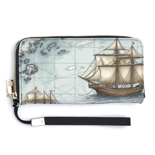 Modische große Bootskarte bedruckte lange Handtasche, internes Design mit mehreren Fächern – erfüllt Ihre vielfältigen Reisebedürfnisse von BVKWNTSA