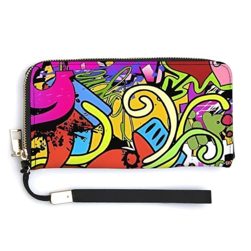 Modische große Graffiti-Zeichnung_77473685 bedruckte lange Handtasche, internes Design mit mehreren Fächern – erfüllt Ihre vielfältigen Reisebedürfnisse von BVKWNTSA