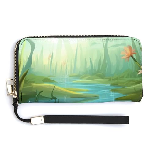 Modische große Kapazität Frosch in einem Teich_77199281 bedruckte lange Handtasche, internes Design mit mehreren Fächern – erfüllt Ihre vielfältigen Reisebedürfnisse von BVKWNTSA