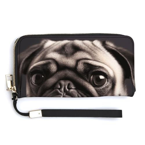 Modische große Mops-bedruckte lange Handtasche, internes Design mit mehreren Fächern, erfüllt Ihre vielfältigen Reisebedürfnisse von BVKWNTSA