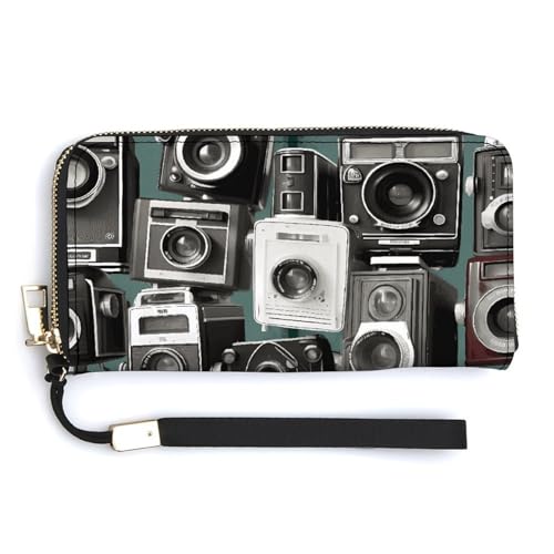 Modische große Retro-Kamera-Kollektion, 1 bedruckte lange Handtasche, internes Design mit mehreren Fächern, erfüllt Ihre vielfältigen Reisebedürfnisse von BVKWNTSA