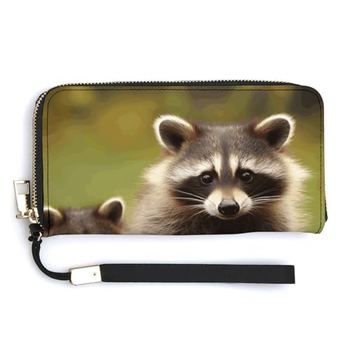 Modische große Waschbär-bedruckte lange Handtasche, internes Design mit mehreren Fächern, erfüllt Ihre vielfältigen Reisebedürfnisse von BVKWNTSA