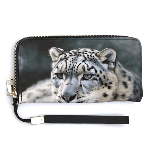 Modische lange Handtasche mit Schneeleopard-Druck, internes Design mit mehreren Fächern, erfüllt Ihre vielfältigen Reisebedürfnisse von BVKWNTSA