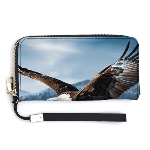 Modische lange Handtasche mit großem Fassungsvermögen, Adler bei der Jagd, internes Design mit mehreren Fächern, erfüllt Ihre vielfältigen Reisebedürfnisse von BVKWNTSA
