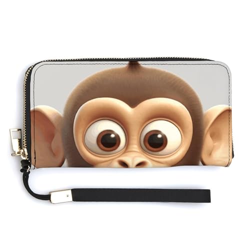 Modische lange Handtasche mit großem Fassungsvermögen, Motiv: Silent Monkey, internes Design mit mehreren Fächern, erfüllt Ihre vielfältigen Reisebedürfnisse von BVKWNTSA