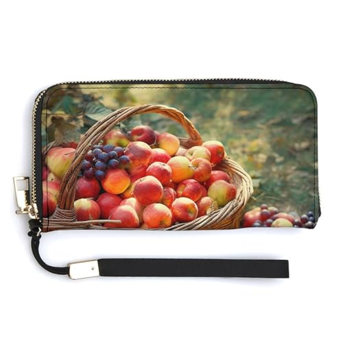 Modische lange Handtasche mit großem Fassungsvermögen, bedruckt mit Obsternte, internes Design mit mehreren Fächern – erfüllt Ihre vielfältigen Reisebedürfnisse von BVKWNTSA