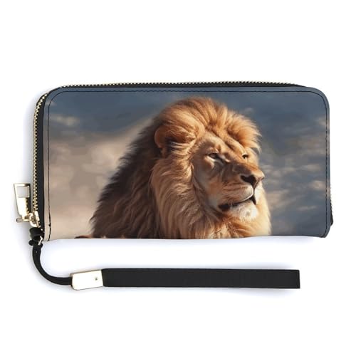 Modische lange Handtasche mit zwei Löwen und großem Fassungsvermögen, internes Design mit mehreren Fächern, erfüllt Ihre vielfältigen Reisebedürfnisse von BVKWNTSA