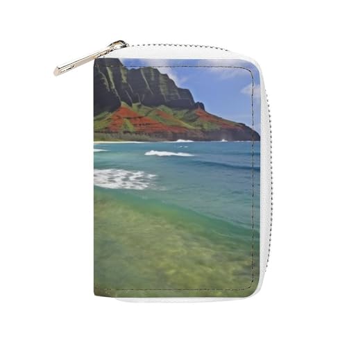 Modischer Kartenhalter Kauai Hawaii Seashore bedruckter Kartenhalter mit großem Fassungsvermögen, klein und praktisch, einfach in Taschen, Handgepäcktaschen, Rucksäcke usw. Erfüllen Sie Ihre von BVKWNTSA