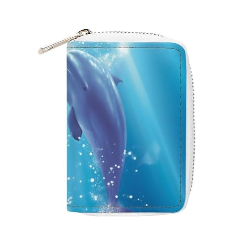 Modischer Kartenhalter aus Leder, Delfine in Love, bedruckt, großes Fassungsvermögen, klein und praktisch, einfach in Taschen, Handgepäcktaschen, Rucksäcke usw. zu verstauen. Erfüllen Sie Ihre Modischer Kartenhalter aus Leder, Delfine in Love, bedruckt, großes Fassungsvermögen, klein und praktisch, einfach in Taschen, Handgepäcktaschen, Rucksäcke usw. zu verstauen. Erfüllen Sie Ihre von BVKWNTSA