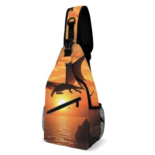 Multifunktionale Outdoor Sea Sunset Flying Dragon Printed Chest Bag Suitable for Travel, Outdoor, Commuting And Other Scenarios Stylish And Portable Outdoor Messenger Bag, Sea Sunset Flying Dragon von BVKWNTSA