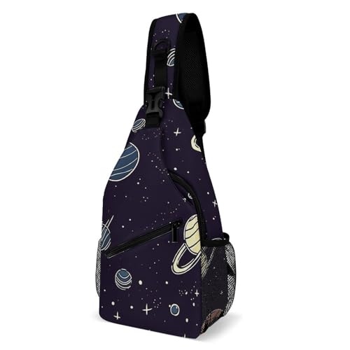 Multifunktionale Outdoor Space Planet Pattern Printed Chest Bag Suitable for Travel, Outdoor, Commuting And Other Scenarios Stylish And Portable Outdoor Messenger Bag, Weltraumplaneten-Muster, 38x20cm von BVKWNTSA