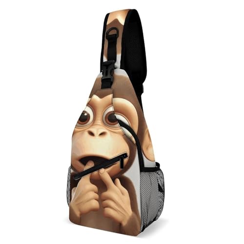 Multifunktionale Outdoor The Silent Monkey Printed Chest Bag Suitable for Travel, Outdoor, Commuting And Other Scenarios Stylish And Portable Outdoor Messenger Bag, The Silent Monkey, 38x20cm von BVKWNTSA