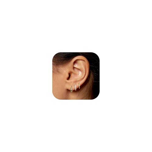 BVLAGIDA 3 Paar Ohrringe Gold Set für Damen Mädchen 14K Vergoldet Klein Creolen Zirkonia Ohrringe für Mehrere Ohrlöcher mit Geschenkbox BVLAGIDA 3 Paar Ohrringe Gold Set für Damen Mädchen 14K Vergoldet Klein Creolen Zirkonia Ohrringe für Mehrere Ohrlöcher mit Geschenkbox von BVLAGIDA