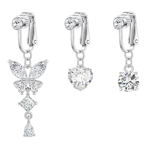 BVLAGIDA 3 Stück Fake Bauchnabelpiercing für Damen, Bauchnabelpiercing Chirurgenstahl, Fake Bauchnabel Piercing Zirkon Schmetterling Herz, mit Geschenk Box BVLAGIDA 3 Stück Fake Bauchnabelpiercing für Damen, Bauchnabelpiercing Chirurgenstahl, Fake Bauchnabel Piercing Zirkon Schmetterling Herz, mit Geschenk Box von BVLAGIDA