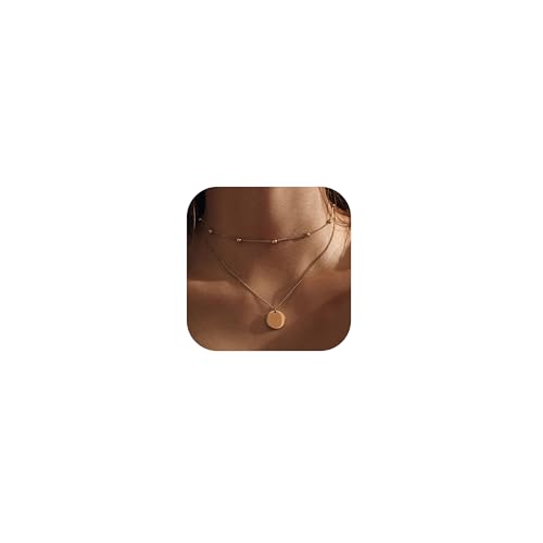 BVLAGIDA Kette Gold Damen Edelstahl Layering Kette mit Coin Anhänger Zarte Doppelkette Hypoallergene Gold Kette Damen Halskette BVLAGIDA Kette Gold Damen Edelstahl Layering Kette mit Coin Anhänger Zarte Doppelkette Hypoallergene Gold Kette Damen Halskette von BVLAGIDA