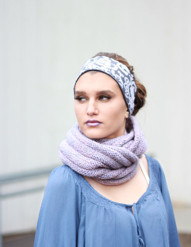 Lavendel Unendlichkeitsschal Pastell Kreisschal Chunky Cowl Loop Schal Lila Strick Wrap Rundschal Frauen Gugel von BVLifeStyle