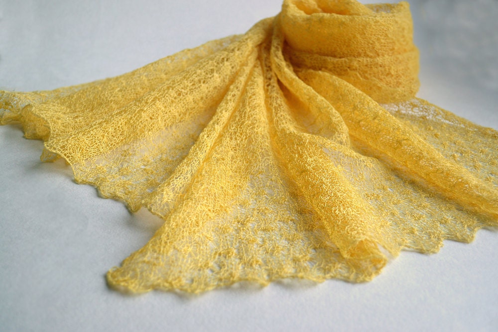 Leinen Schal Gelb Brautjungfern Hochzeitsspitze Stola Gestrickte Schiere Verpackung Zitrone Durchsichtig Vertuschen Geschenk Ihr Leichter Sommerschal von BVLifeStyle