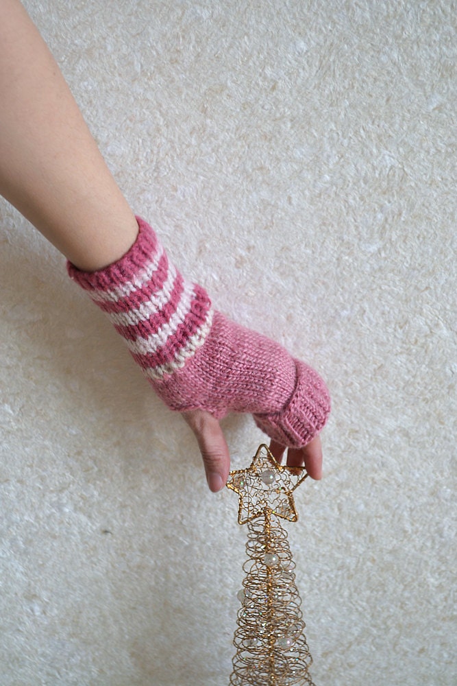 Rosa Stricken Handschuhe Gestreifte Fingerlose Hand Gestrickte Handgelenk Wärmer Gemütliche Wolle Armwärmer Herbst Lila Damen Präsentieren Fingerlos von BVLifeStyle