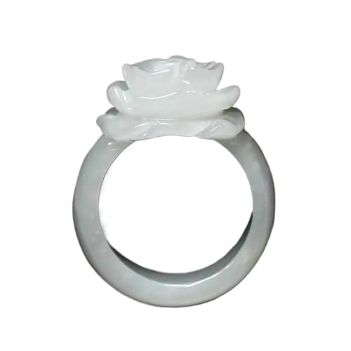 Blumenring Natürliche Jade Frauen Schmuck Echte Burma Jade Stein Smaragd Rosenring Echte Jadeit Ringe Feine Schmuck(18mm) von BVMKNI