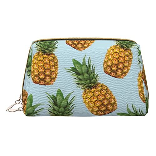 Minimalistische und stilvolle tragbare Leder-Make-up-Tasche, Meereshintergrund, bedruckte Kosmetiktasche für Mädchen und Damen, kleine Größe, Ananas, Einheitsgröße von BVMPRS