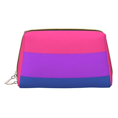 Minimalistische und stilvolle tragbare Leder-Make-up-Tasche, Natur, lila, Blumen, Wiese, Berg, malerische bedruckte Kosmetiktasche für Mädchen und Damen, kleine Größe, Pride-Flagge, Einheitsgröße von BVMPRS