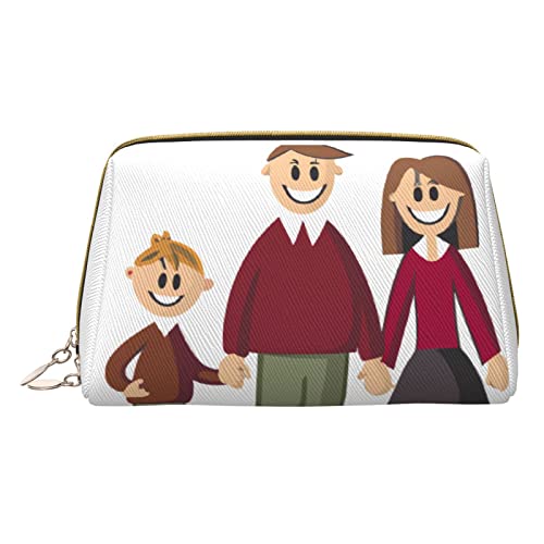 Minimalistische und stilvolle tragbare Leder-Make-up-Tasche, Supercar-bedruckte Kosmetiktasche für Mädchen und Damen, kleine Größe, Dreiköpfige Familie, Einheitsgröße von BVMPRS