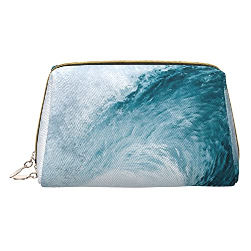 Minimalistische und stilvolle tragbare Leder-Make-up-Tasche, erstaunliche Natur-Meere-bedruckte Kosmetiktasche für Mädchen und Damen, kleine Größe, Amazing Nature Sea, Einheitsgröße von BVMPRS