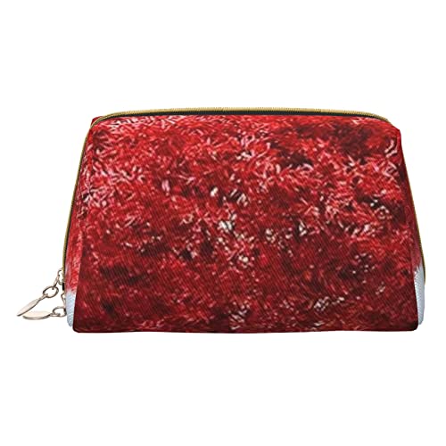 Minimalistische und stilvolle tragbare Leder-Make-up-Tasche, herzförmig, roter Baum, bedruckte Kosmetiktasche für Mädchen und Damen, kleine Größe, Herzförmiger roter Baum, Einheitsgröße von BVMPRS