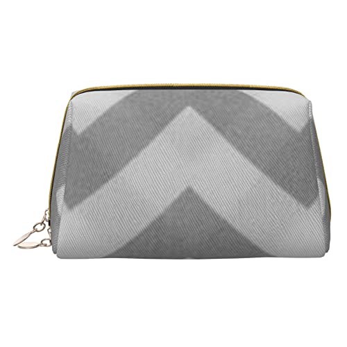 Minimalistische und stilvolle tragbare Leder-Make-up-Tasche, niedliche Dackel-Hunde, bedruckte Kosmetiktasche für Mädchen und Damen, kleine Größe, Grau gestreift, Einheitsgröße von BVMPRS