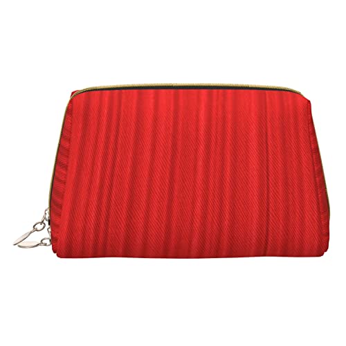 Minimalistische und stilvolle tragbare Leder-Make-up-Tasche, winkende Vorlage, bunte Kurven, bedruckte Kosmetiktasche für Mädchen und Damen, kleine Größe, Rote vertikale Streifen, Einheitsgröße von BVMPRS